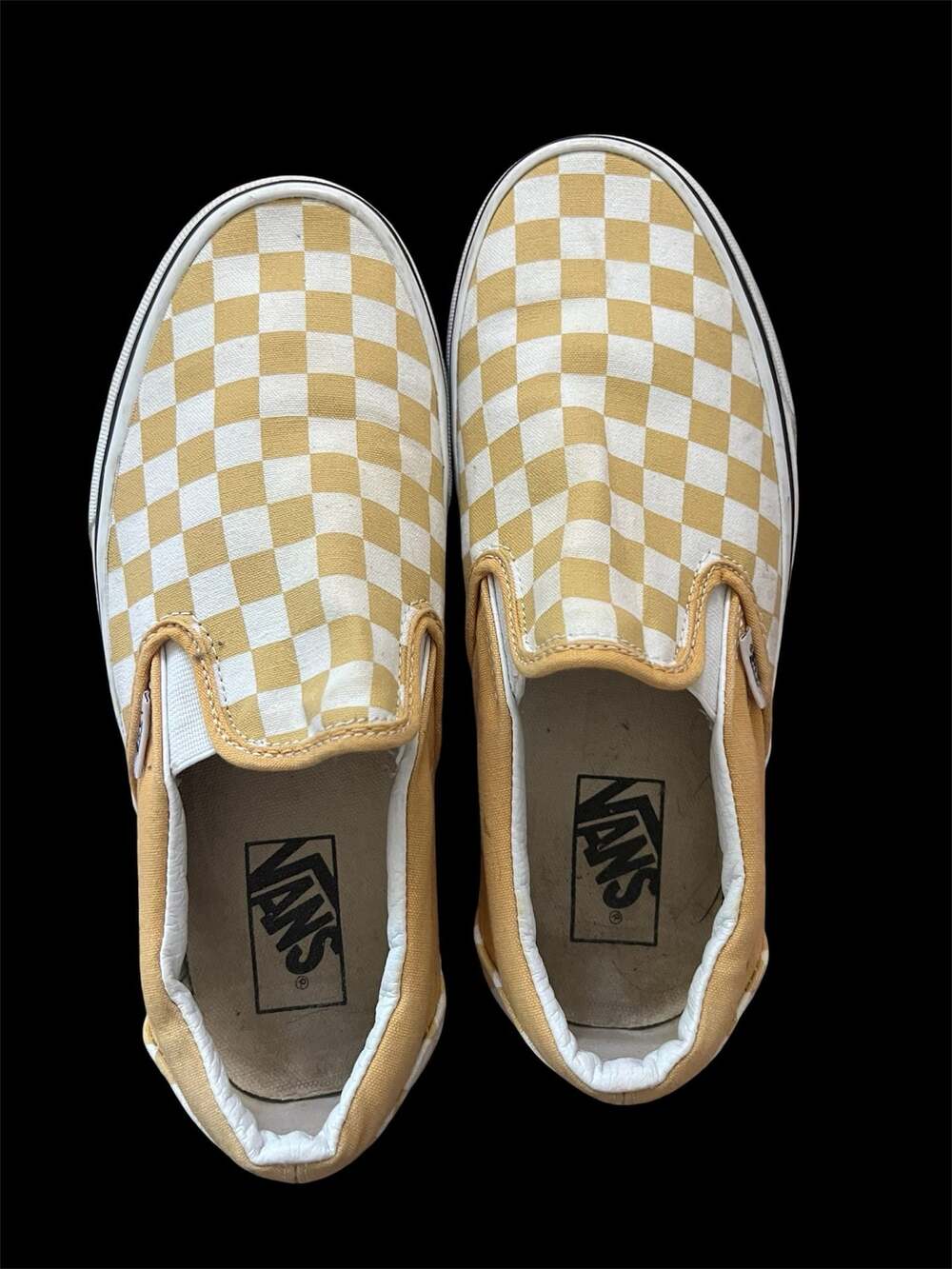 Vans Classic Slip-On Checkerboard Sneakers in Yellow and White